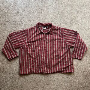 90s Vintage Red Plaid Heavyweight Cotton Overshirt Jqcket Plus 26 4X CST Sport